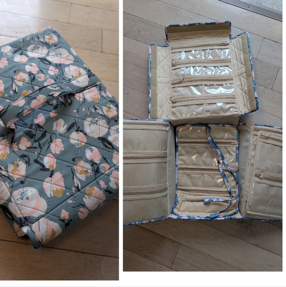 Floral Jewelry/Makeup Portable Large Organizer Bag